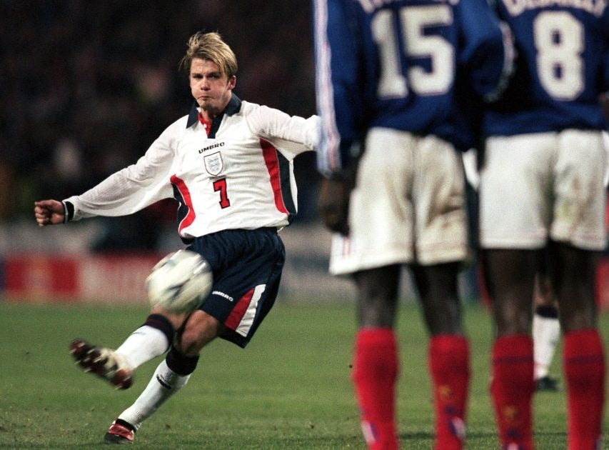 1998 Engeland Lange Mouwen Thuis Retro Shirt WK Beckham