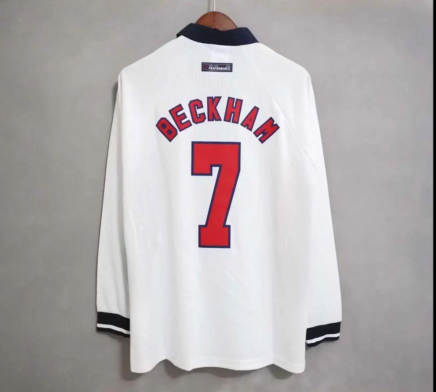 1998 Engeland Lange Mouwen Thuis Retro Shirt WK Beckham