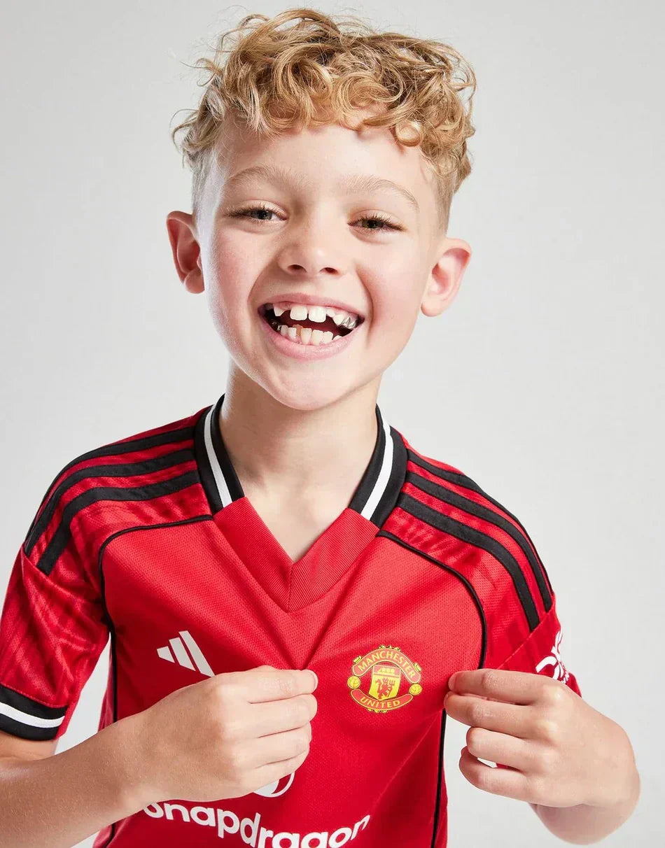 2025-26 Manchester United Home Kids Football Kit