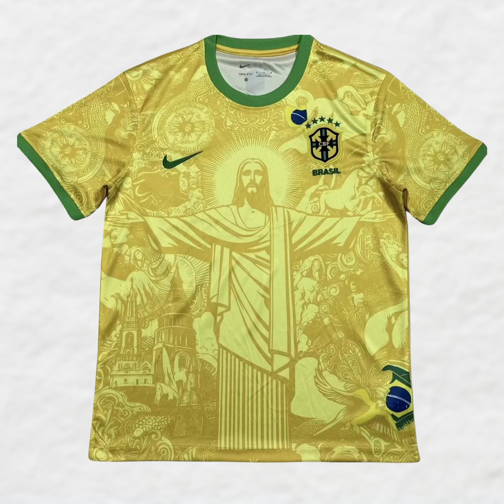 Brazil 2024/25 Yellow 'Jesus Christ' Special Edition Shirt