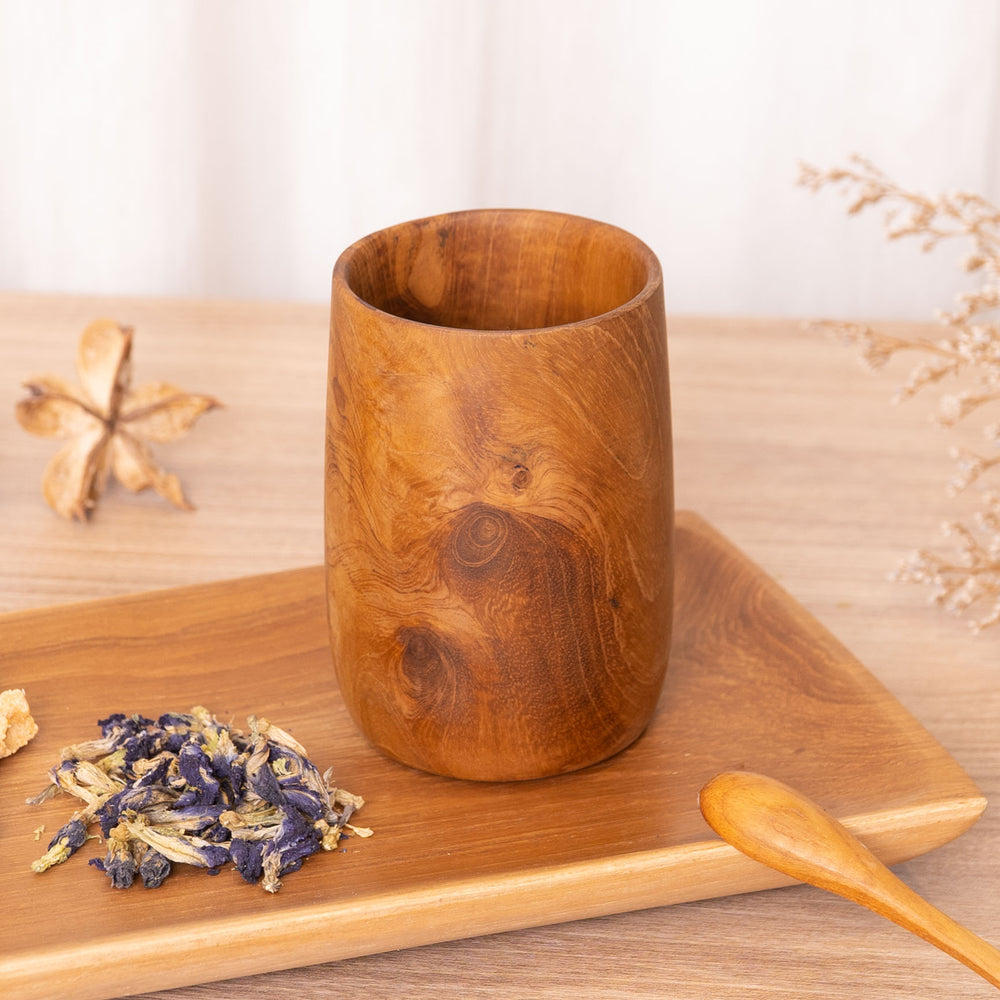 Rounded Teak Wood Cup - Small