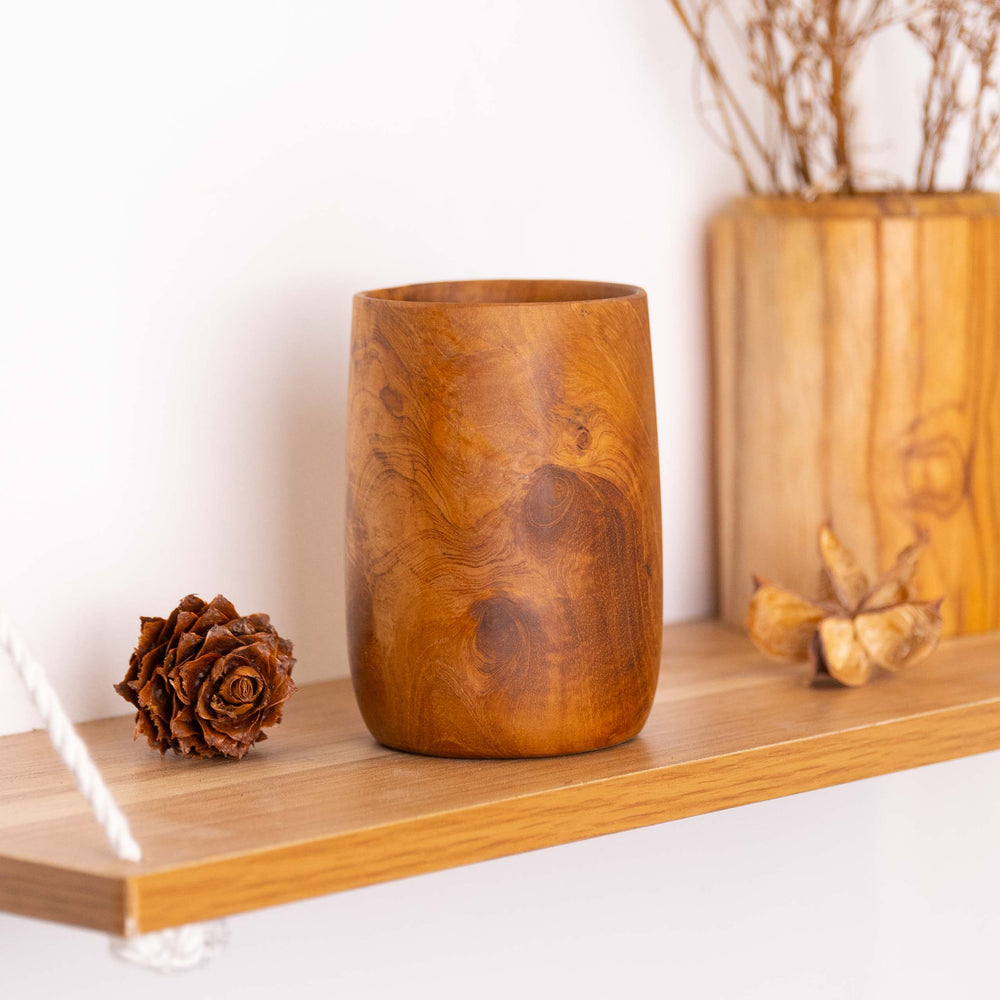 Rounded Teak Wood Cup - Small