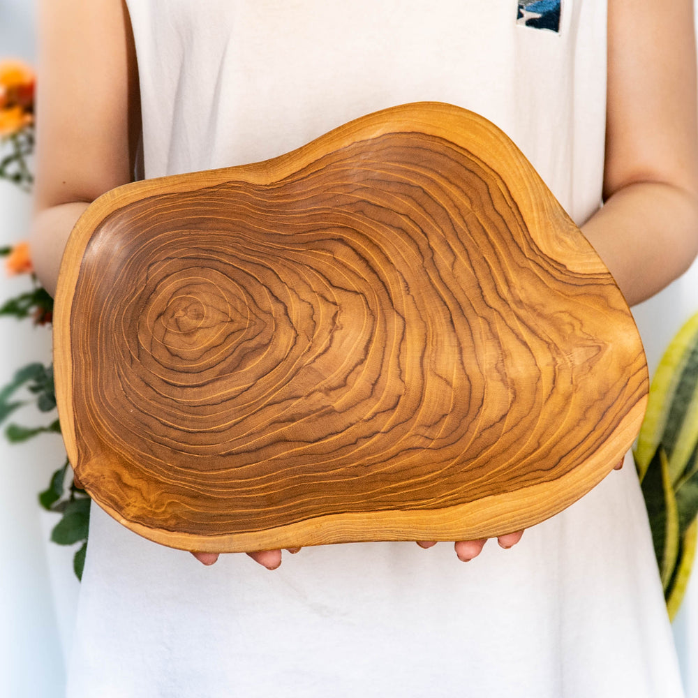 Tree Ring Natural Edge Teak Wood Plate