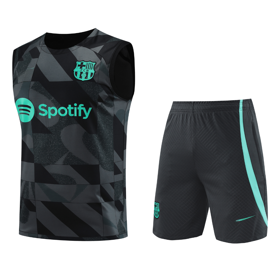 FC Barcelona Zwarte Mouwloze Zomer Trainingsset 2024/2025