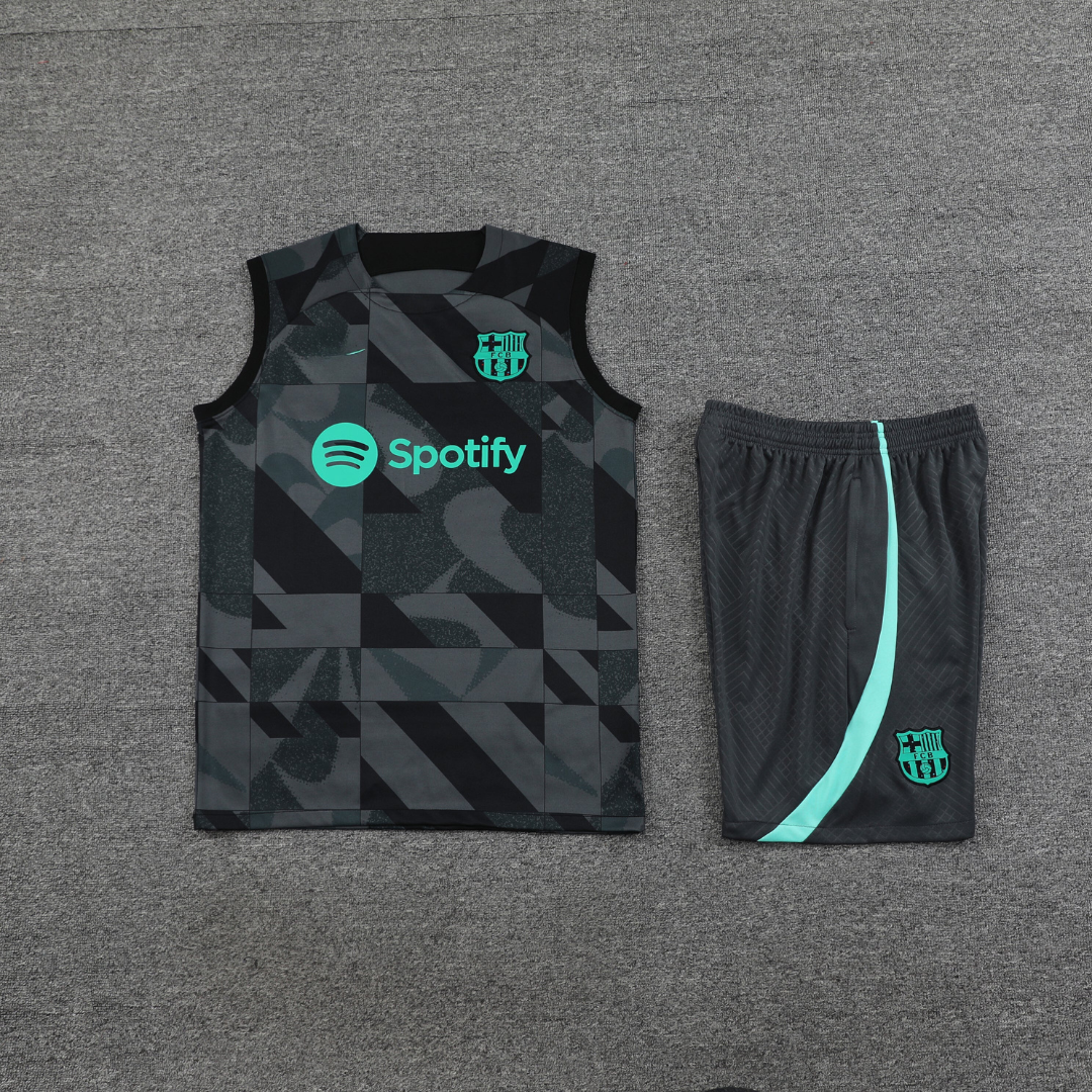 FC Barcelona Zwarte Mouwloze Zomer Trainingsset 2024/2025
