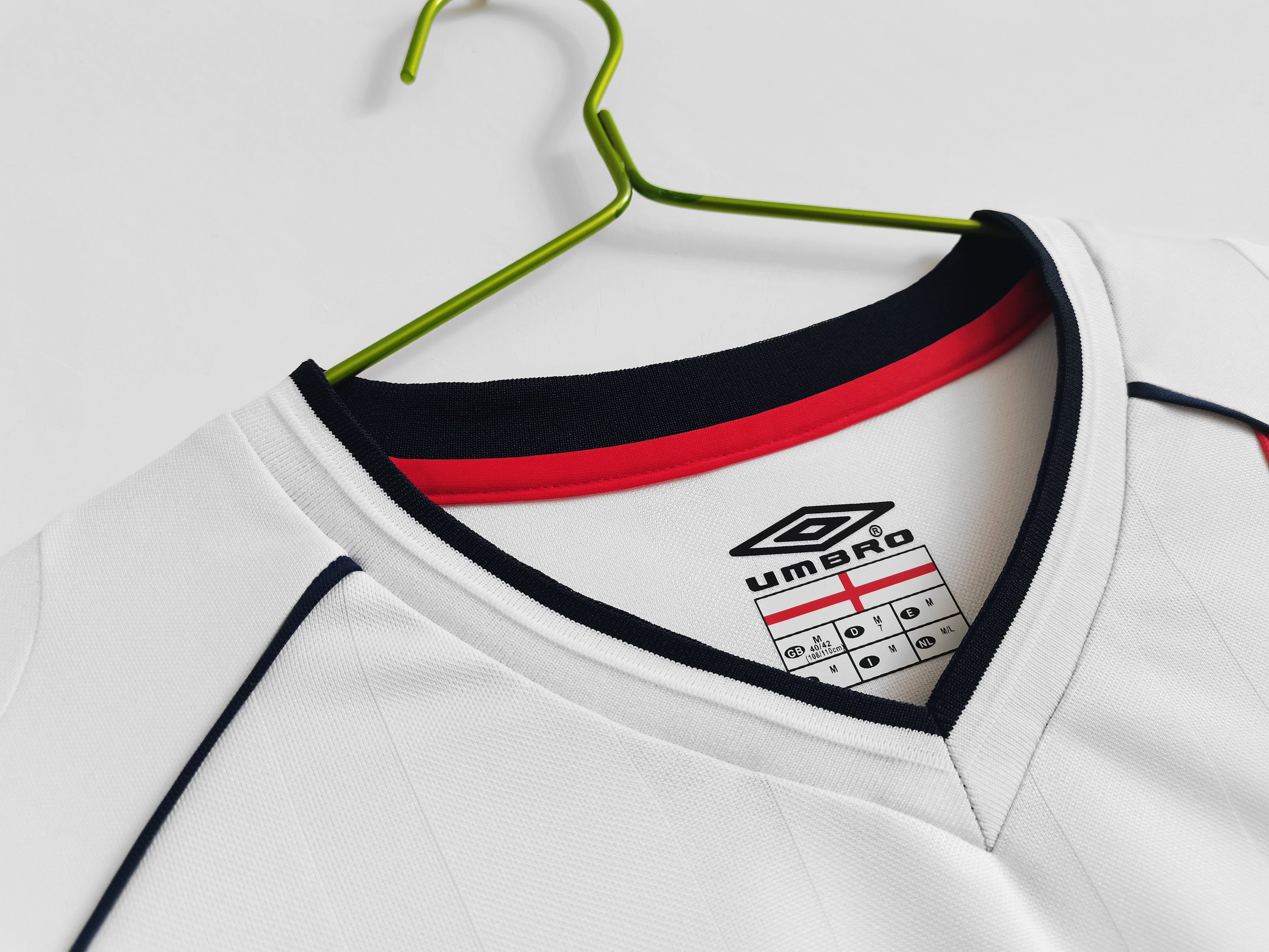 2002 Engeland Retro Thuisshirt Lange Mouwen