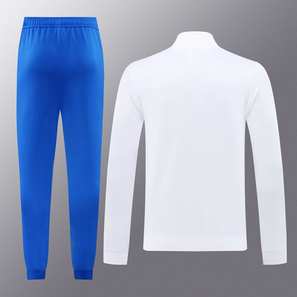 Real Madrid Weiß Blau Durchgehender Reißverschluss