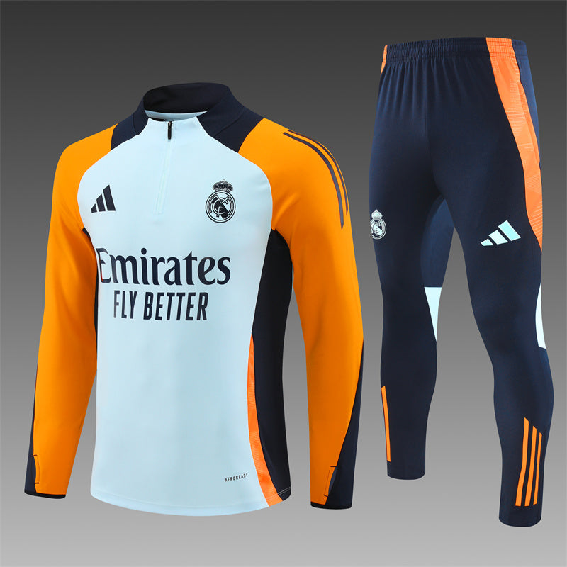 Real Madrid Trainingsanzug – Weiß/Orange (Kinder)