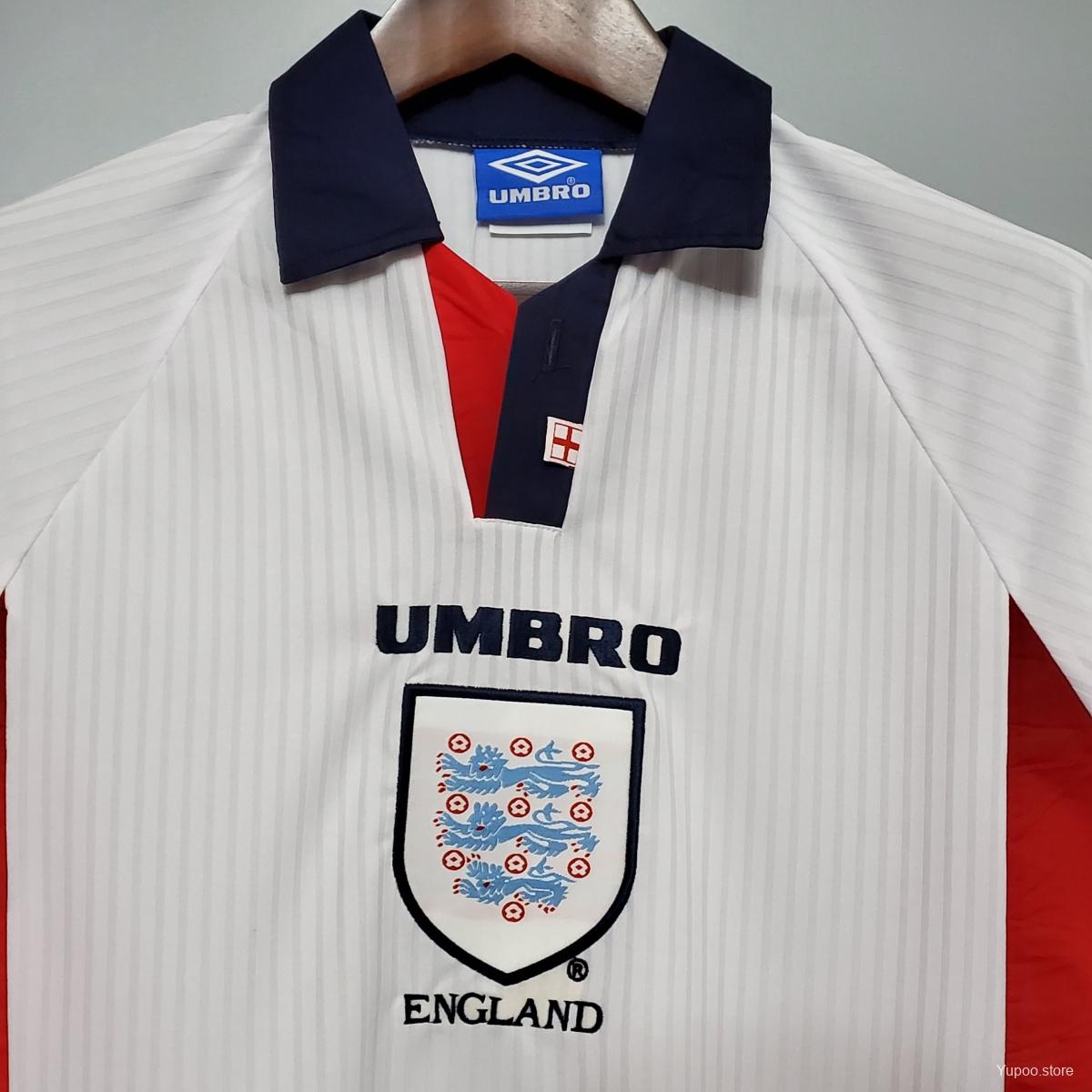 1998 Engeland Lange Mouwen Thuis Retro Shirt WK Beckham