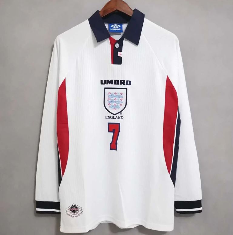 1998 Engeland Lange Mouwen Thuis Retro Shirt WK Beckham