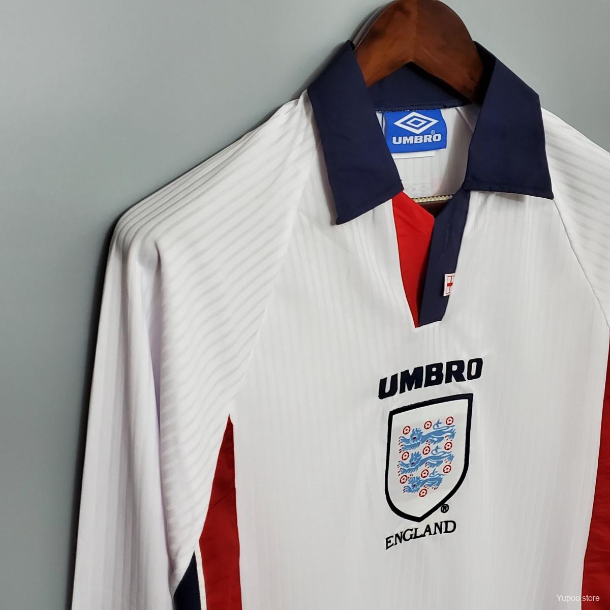 1998 Engeland Lange Mouwen Thuis Retro Shirt WK Beckham