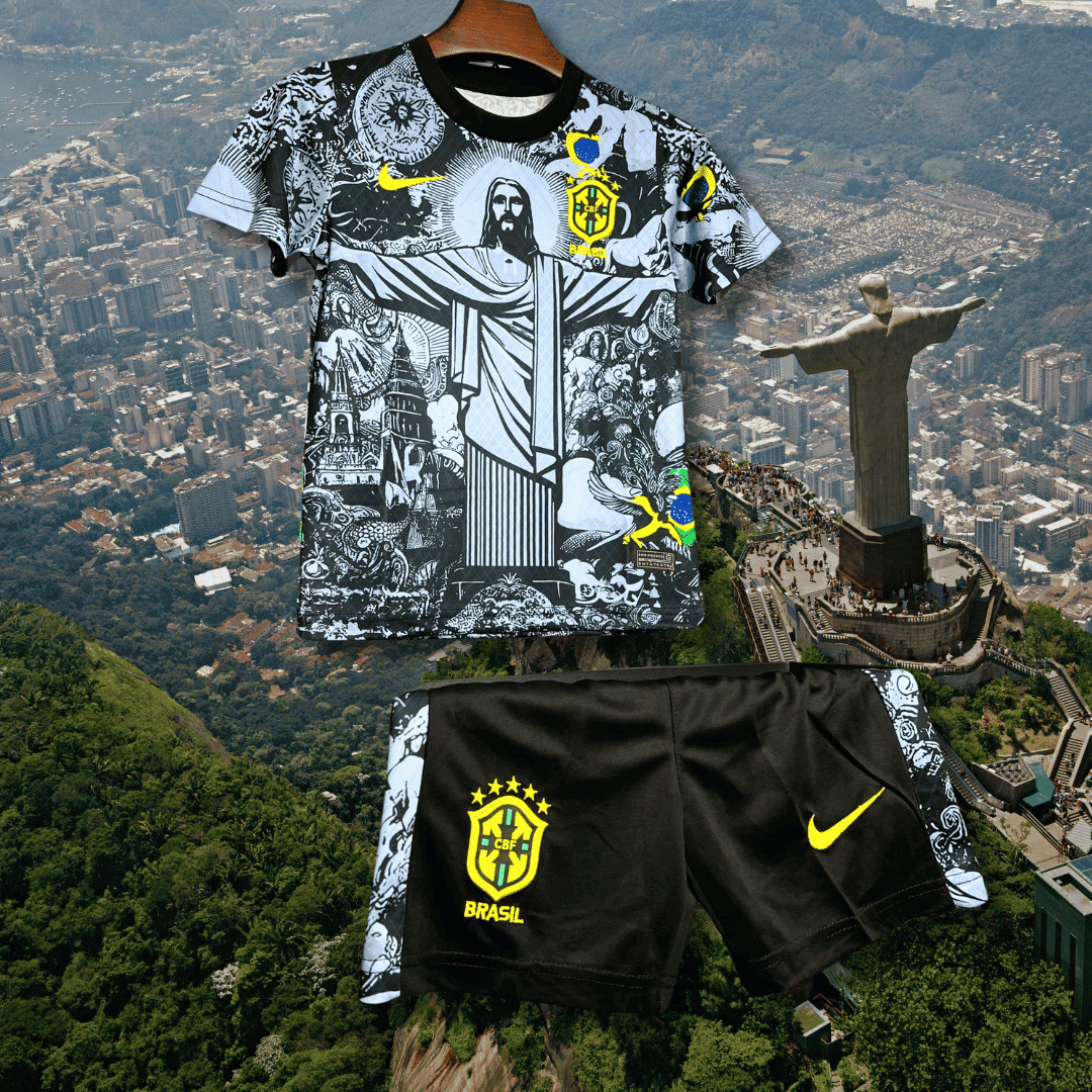 Brazil Jesus Kids Football Kit 24 25 - Special Edition Kids Football Kit