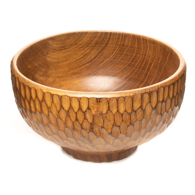Dome Carved Shiruwan Teak Wood Soup Bowl