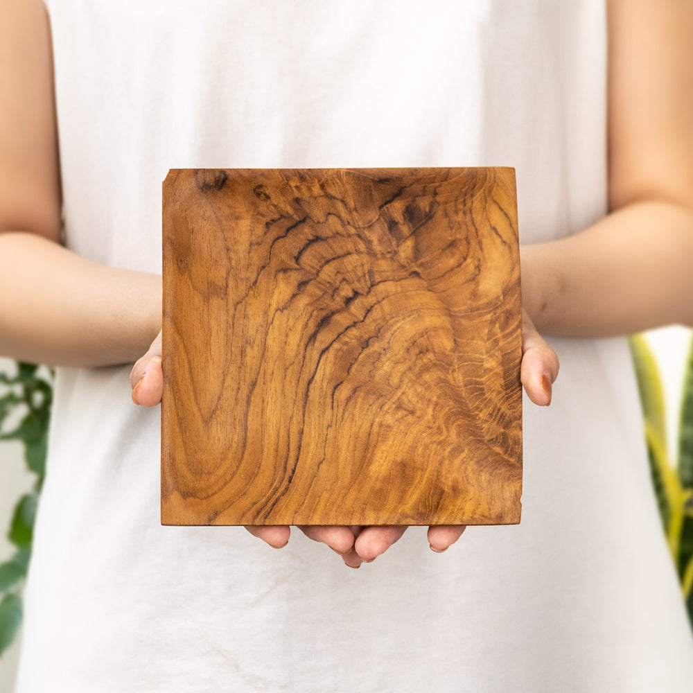 Square Teak Wood Plate - Small