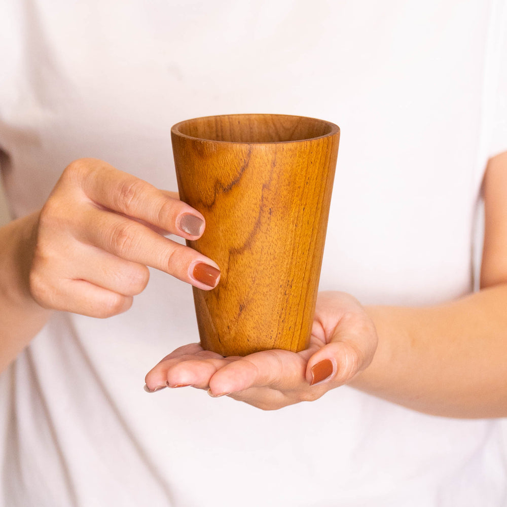 Straight Side Teak Wood Cup - Small