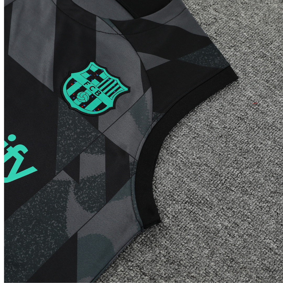 FC Barcelona Zwarte Mouwloze Zomer Trainingsset 2024/2025