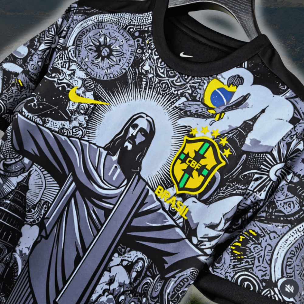 Brazilië Jezus Shirt - 2024/25 Zwarte Speciale Editie