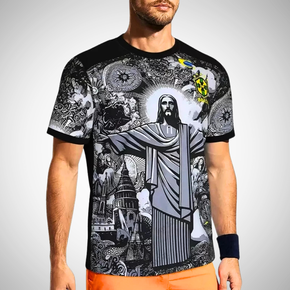 Brazilië Jezus Shirt - 2024/25 Zwarte Speciale Editie