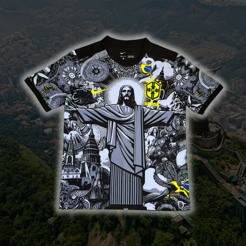 Brazilië Jezus Shirt - 2024/25 Zwarte Speciale Editie